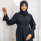 Blue Pleated Flare Abaya