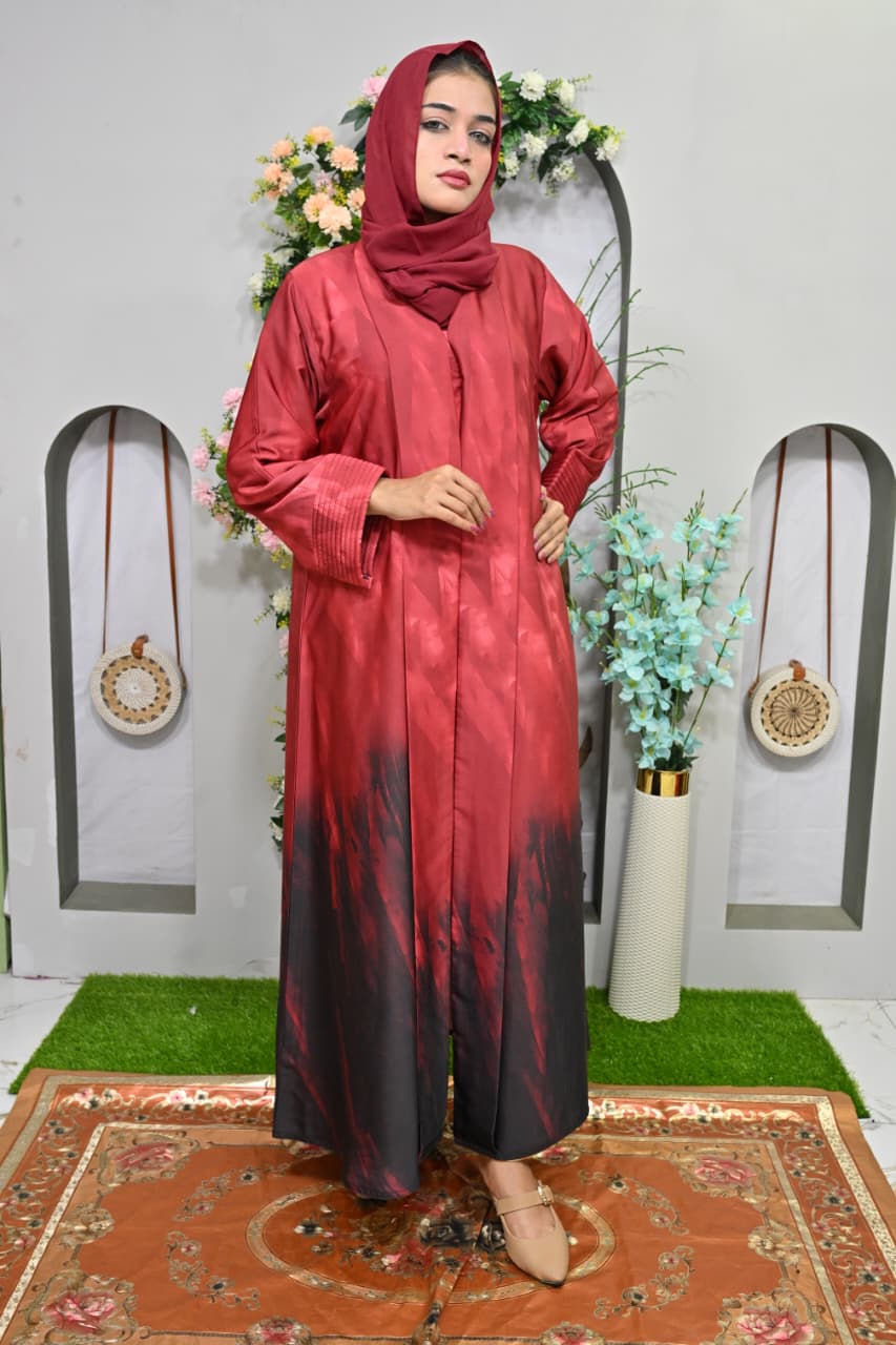 Layali  maroon black Abaya