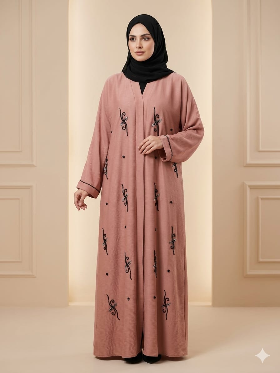 Crystal Rose Handwork Abaya