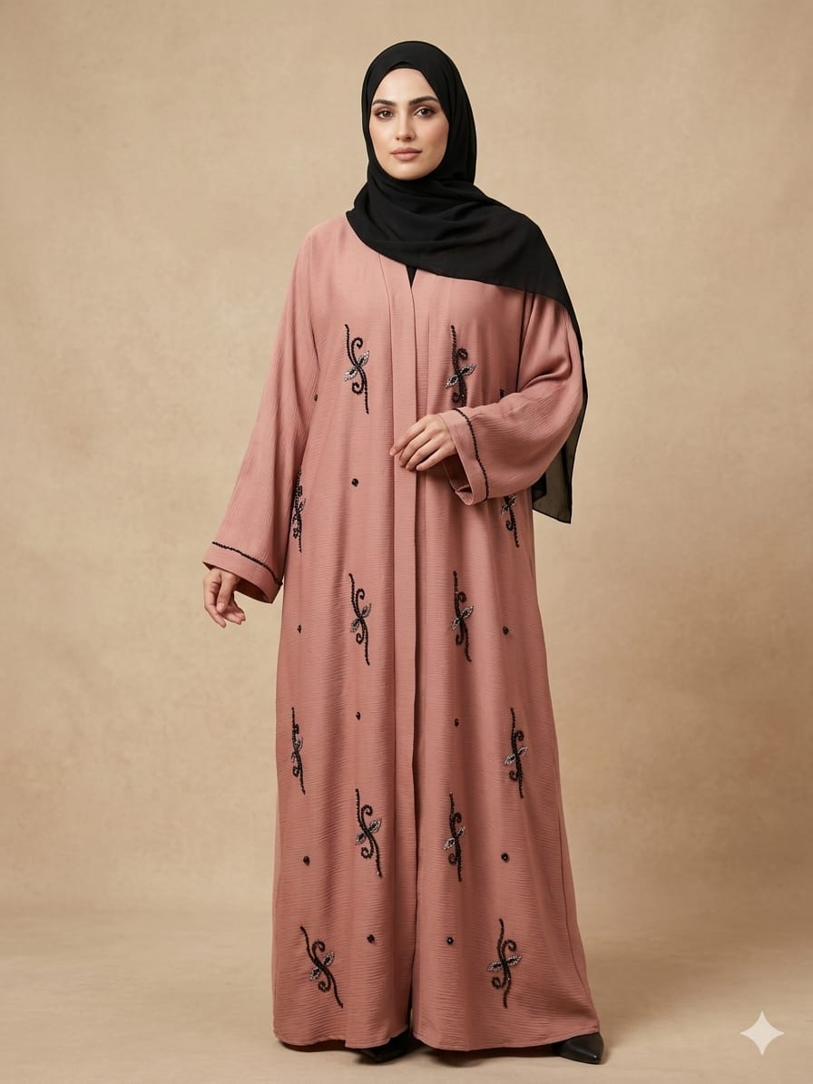 Crystal Rose Handwork Abaya