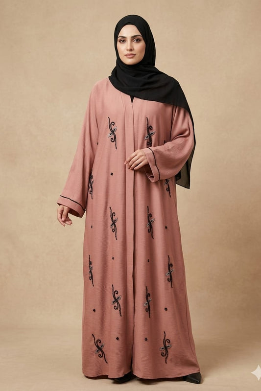 Crystal Rose Handwork Abaya