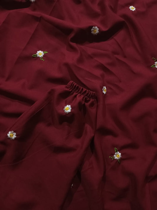 Embroidered Namaz Chaddar - Mahroon D3