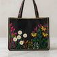 Black Floral Embroidered Tote Bag