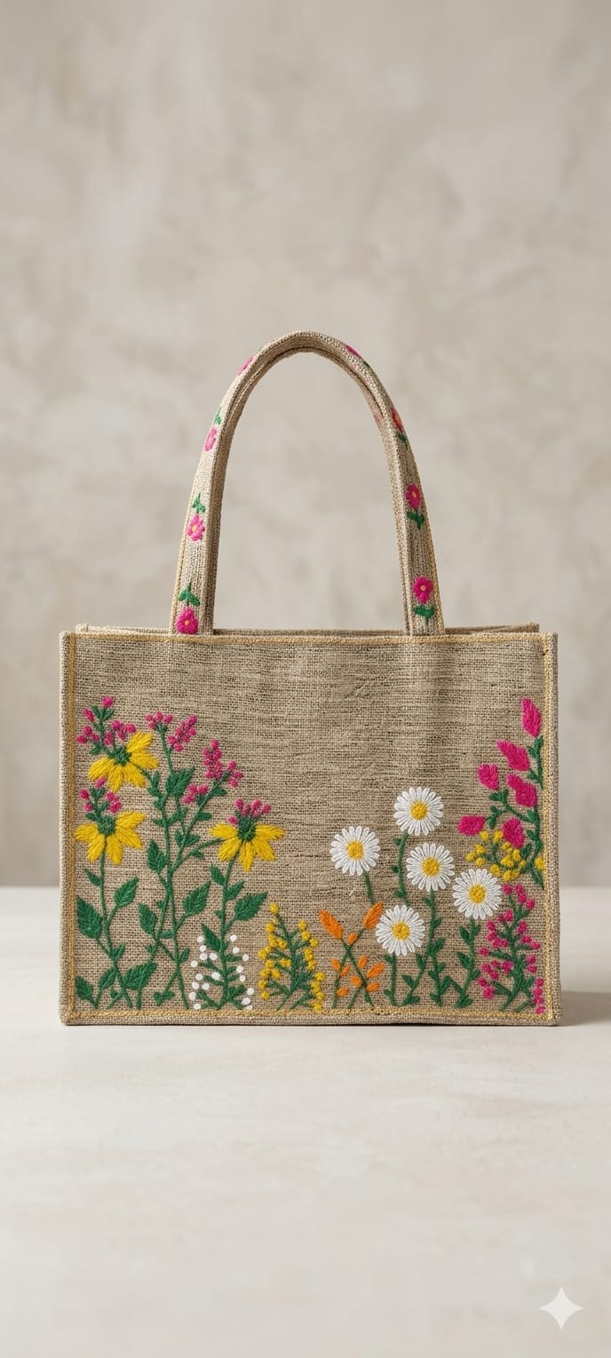 Gold Trim Floral Bag