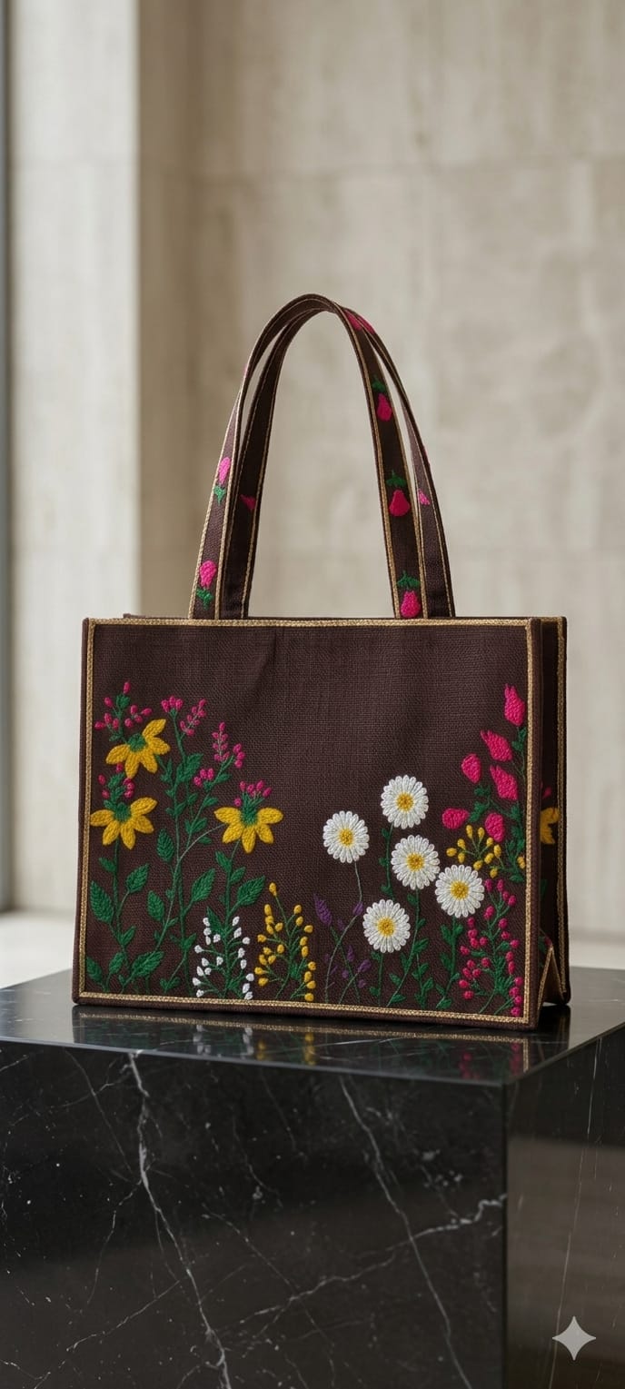 Gold Trim Floral Bag
