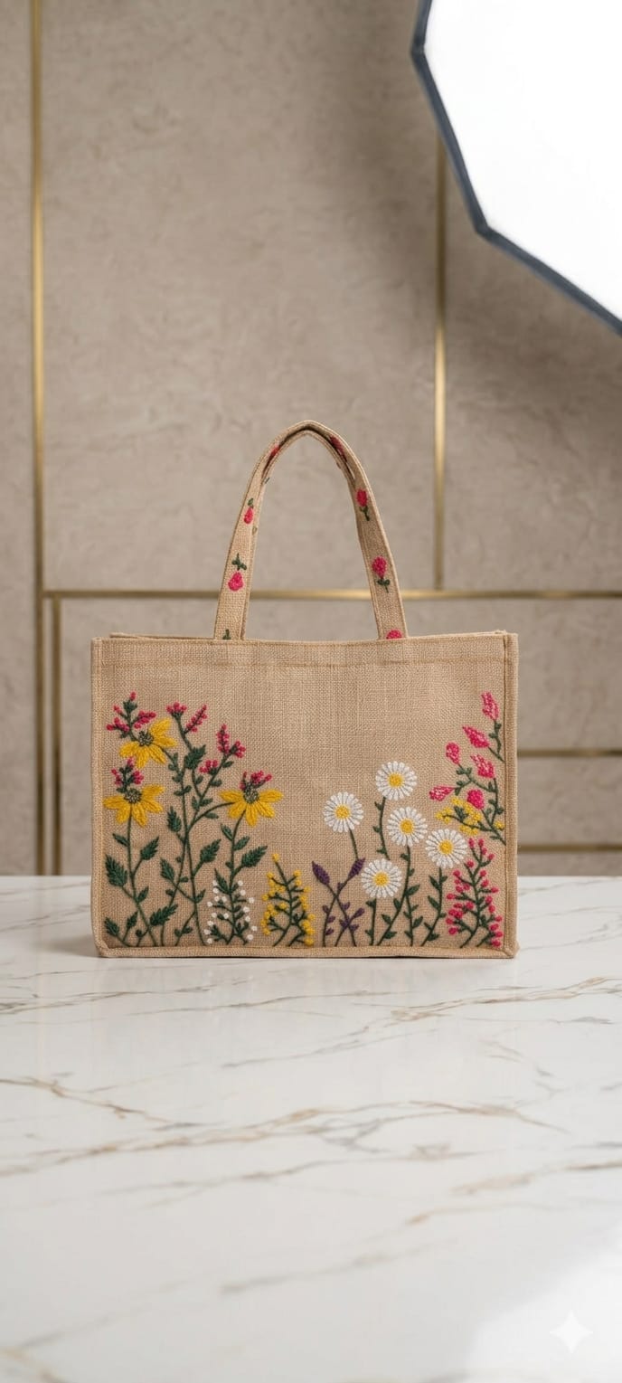 Light Beige Embroidered Bag
