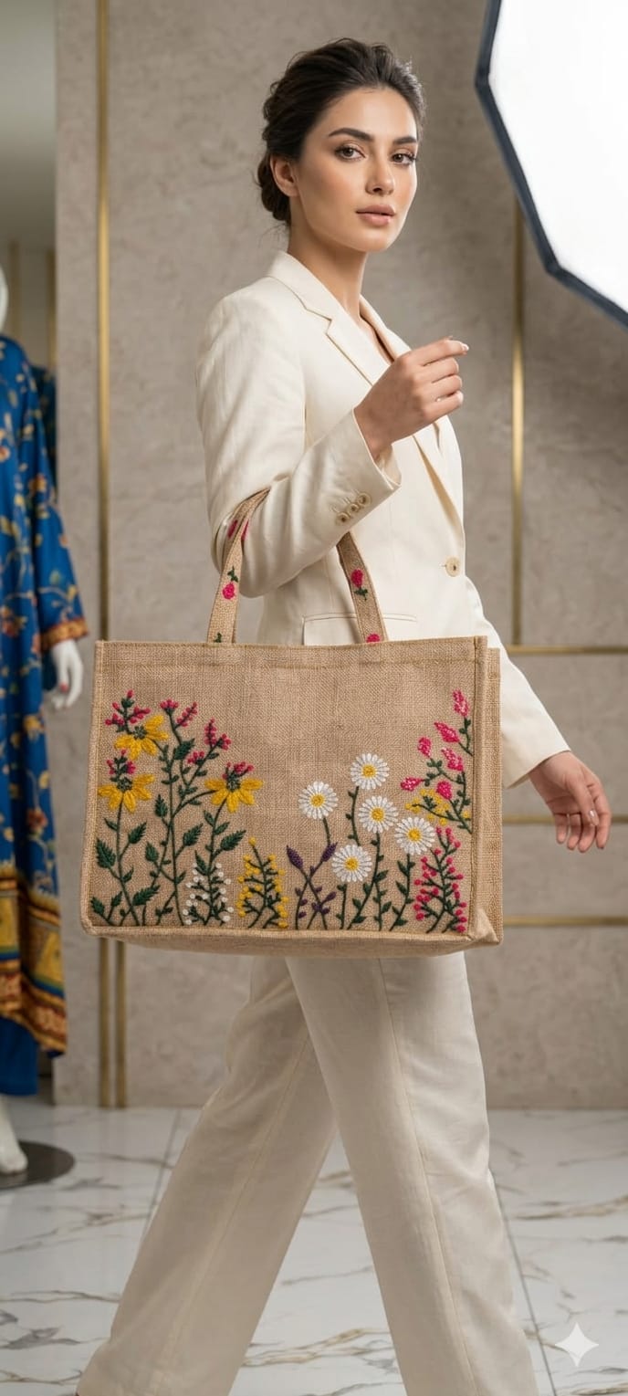 Gold Trim Floral Bag