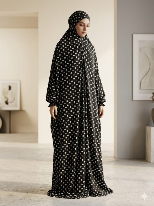 Noor Circle Print Namaz Chaddar – Black