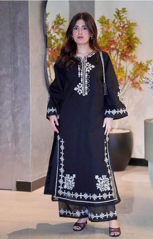Black Embroidered 2-Piece