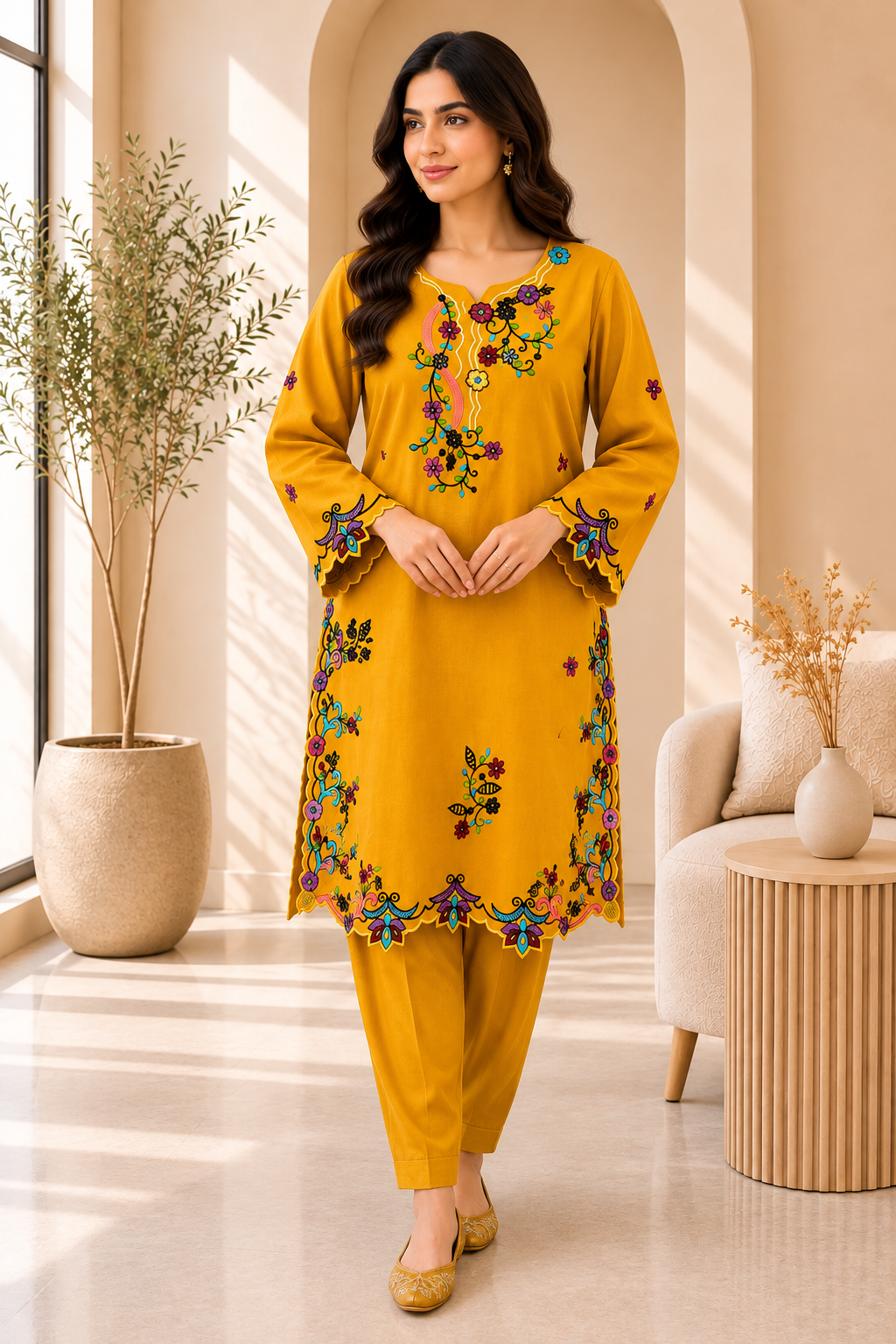 Gulbahar Pink Embroidered   2 Piece Suit