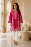 Multi Pink Embroidered Short Kurti