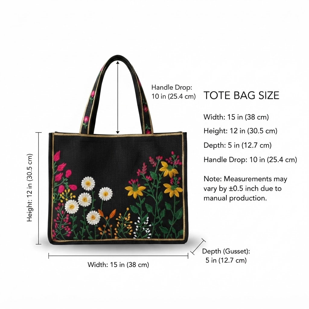 Royal Blue  Embroidered Tote Bag