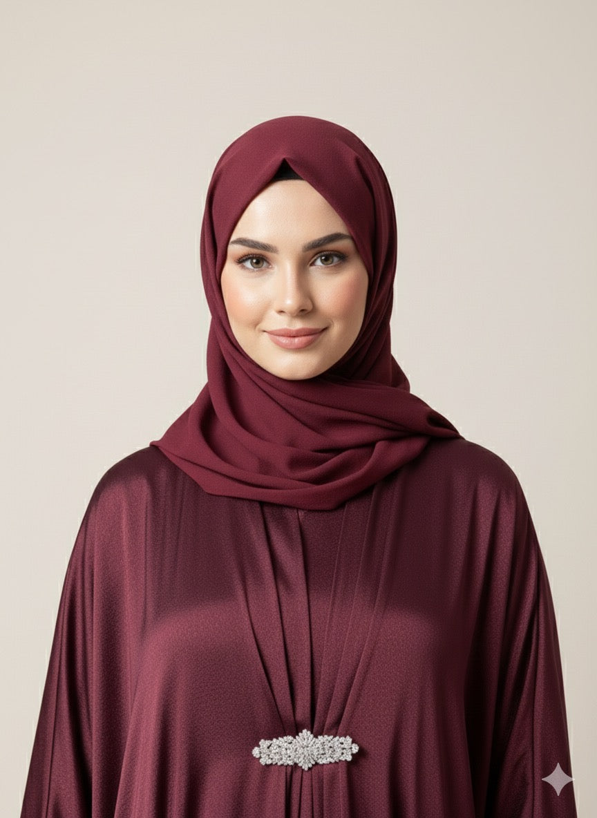 Maroon Shimmer Kaftan Abaya