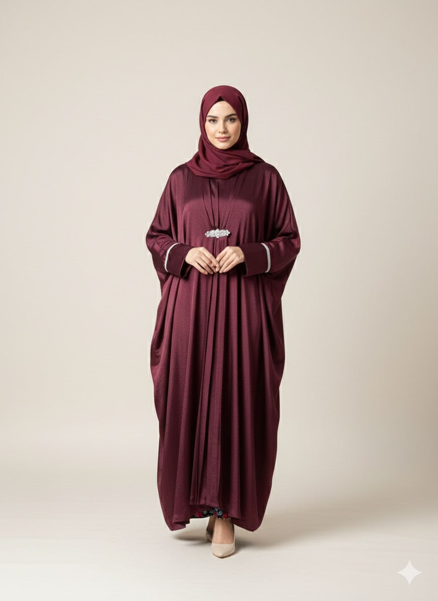 Maroon Shimmer Kaftan Abaya