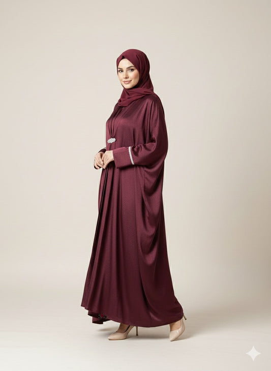 Maroon Shimmer Kaftan Abaya